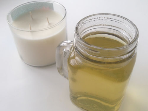 mason jar with candle and tea